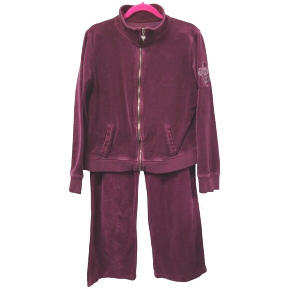 Style & Co Sport Sweatsuit Velour 2 Piece Purple Size Large - Picture 1 of 7